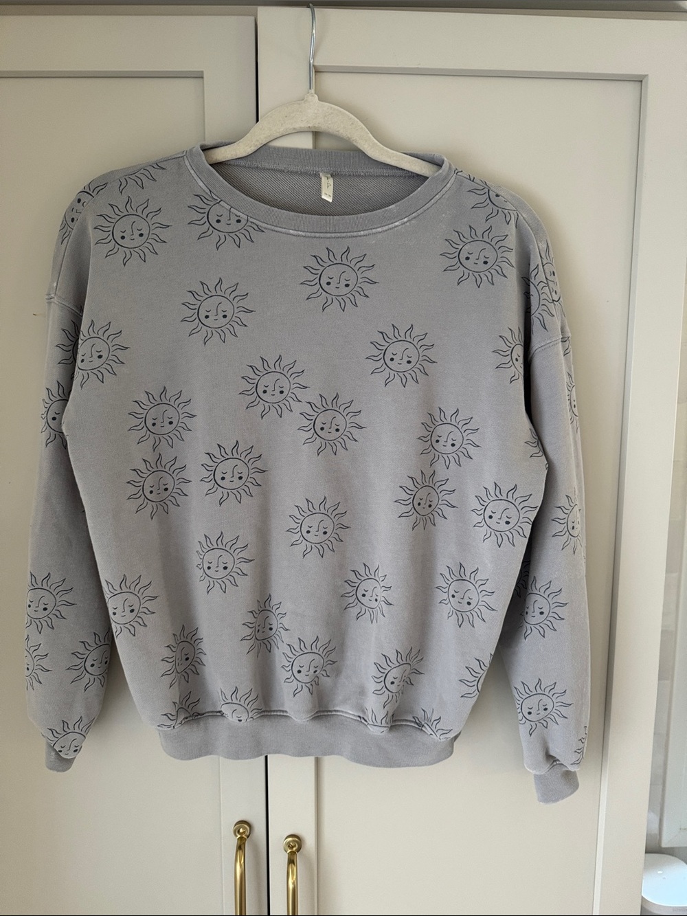 Rylee + Cru Sun Motif Crewneck Sweater - Light Gray